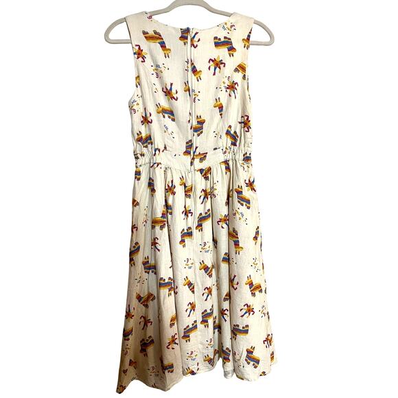 Modcloth | Size M Linen Blend Pinata Dress Cutout Button Up Dress Sleeveless - Picture 4 of 5